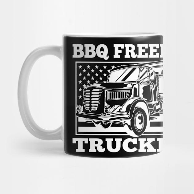 BBQ Freedom Trucking 4th July Patriotic USA Flag by Jas-Kei Designs